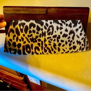 Magnetic Wooden Cheetah Print Clutch